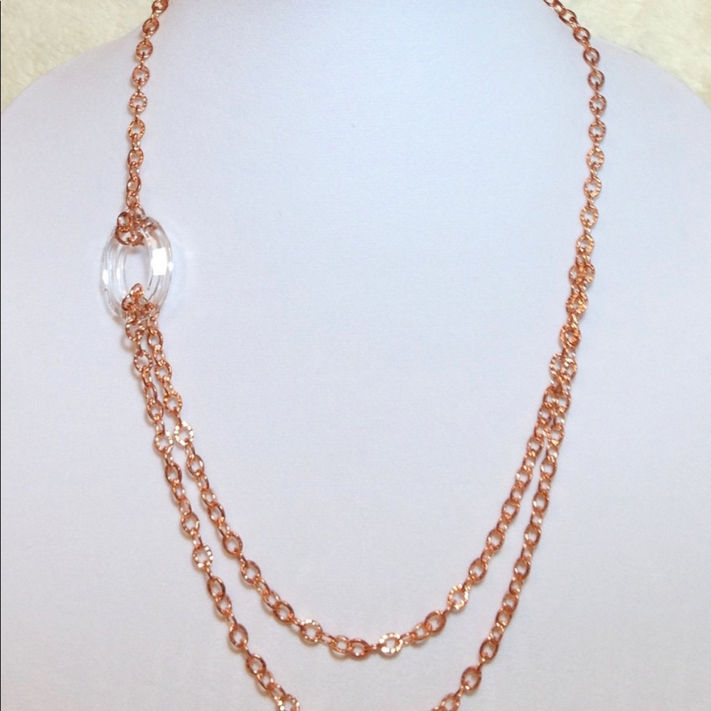 Long Statement Necklace Rose Gold Chains Swarovski